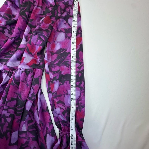 Ted Baker London Purple Pink Ruffled Bishop Sleeve Mini Dress - Picture 13 of 16